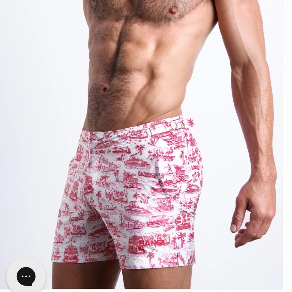 BANG Miami TOILE DE MIAMI (RED) - Tailored Men’s Bathing suit Shorts Medium